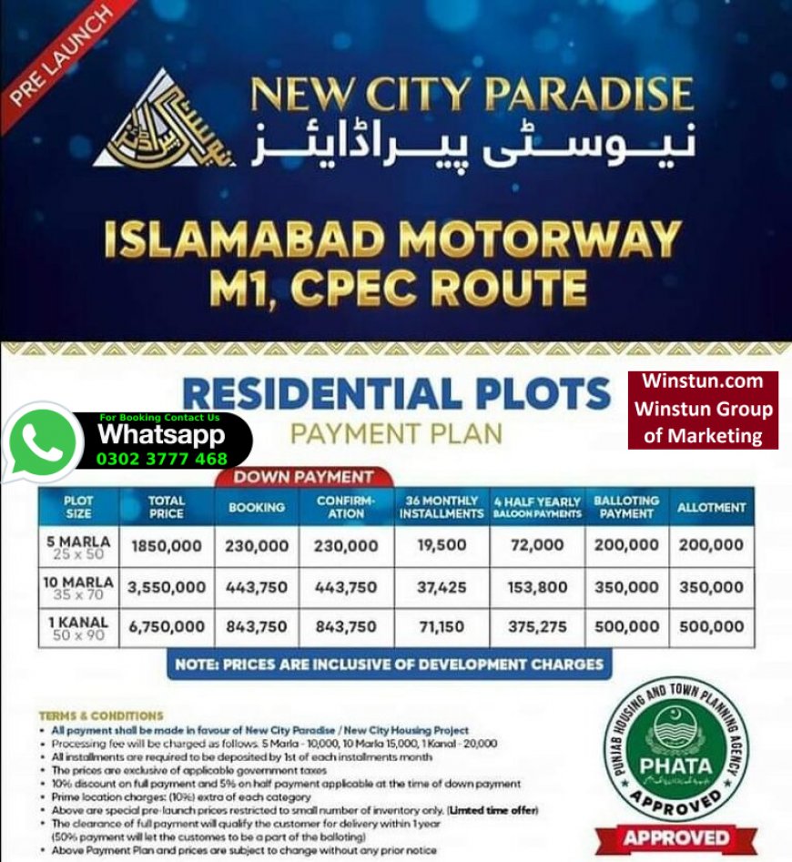 New City Paradise Islamabad Payment Plan Developer Noc and Location